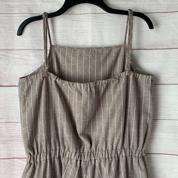 Ci Sono Linen Collection Gray White Striped Jumpsuit Tie String Waist Size XL - Picture 14 of 15